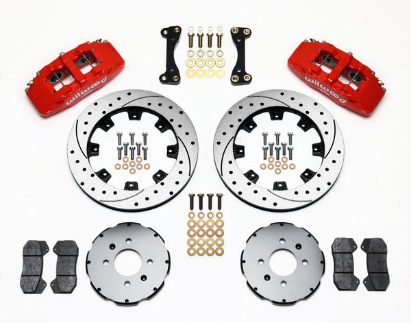 Wilwood Dynapro 6 Front Hat Kit 12.19in Drilled Red 90-99 Civic w/240 mm Disc - 140-10736-DR for 1988-2000 Honda Civic