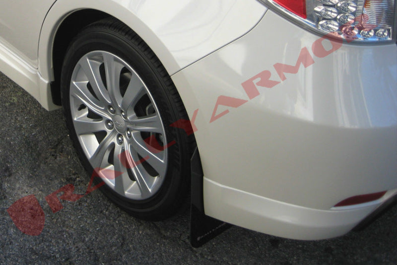 Rally Armor 08-10 Subaru WRX (Hatch &amp; Sedan) / 08-11 Impreza 2.5i Black UR Mud Flap w/ Grey Logo - MF6-UR-BLK/GRY