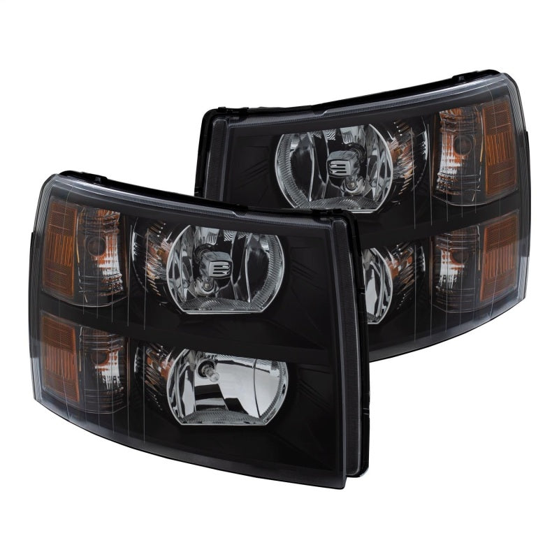 ANZO 2007-2013 Chevrolet Silverado Crystal Headlights Black - 111393