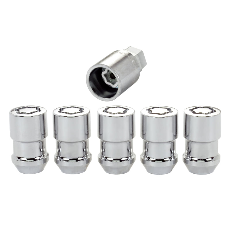 McGard Wheel Lock Nut Set - 5pk. (Cone Seat) 1/2-20 / 3/4 &amp;13/16 Dual Hex / 1.46in. Length - Chrome - 24538