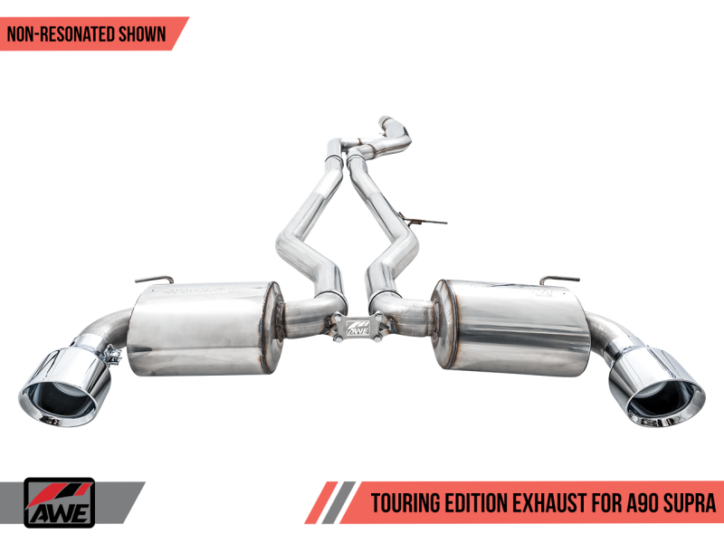 AWE 2020 Toyota Supra A90 Non-Resonated Touring Edition Exhaust - 5in Chrome Silver Tips - 3020-32058