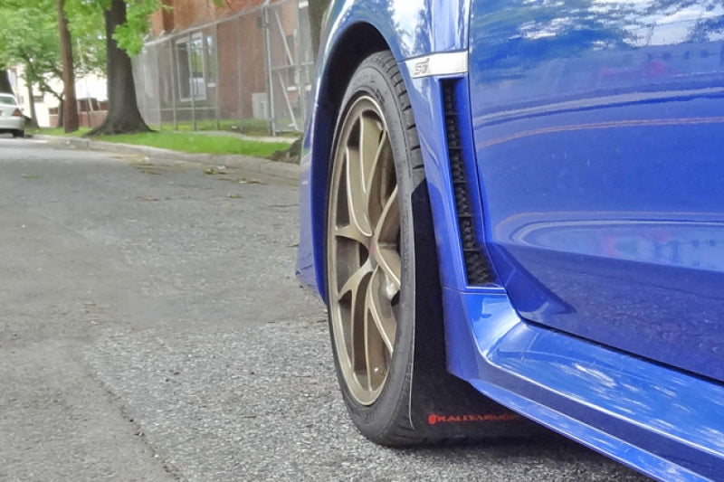 Rally Armor 15-21 Subaru WRX/STI (Sedan ONLY) Black UR Mud Flap w/ Light Blue Logo - MF32-UR-BLK/LBL