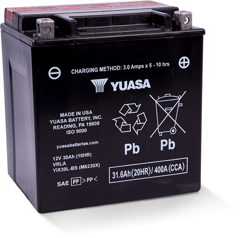Yuasa YIX30L-BS-PW High Performance Maintenance Free AGM 12 Volt Battery - YUAM6230XPW for 2008-2015 Sea-Doo Wake 155