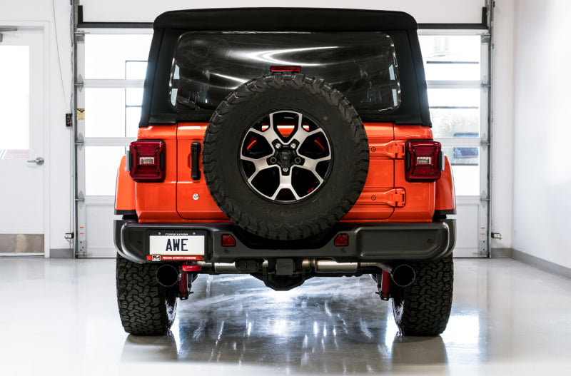 AWE Tuning 2018+ Jeep Wrangler JL/JLU Tread Edition Axle-Back Dual Exhaust - Diamond Black Tips - 3015-33001