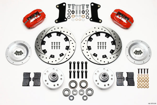 Wilwood Forged Dynalite Front Kit 12.19in Drilled Red 67-69 Camaro 64-72 Nova Chevelle - 140-7675-DR for 1964-1972 Buick Skyl