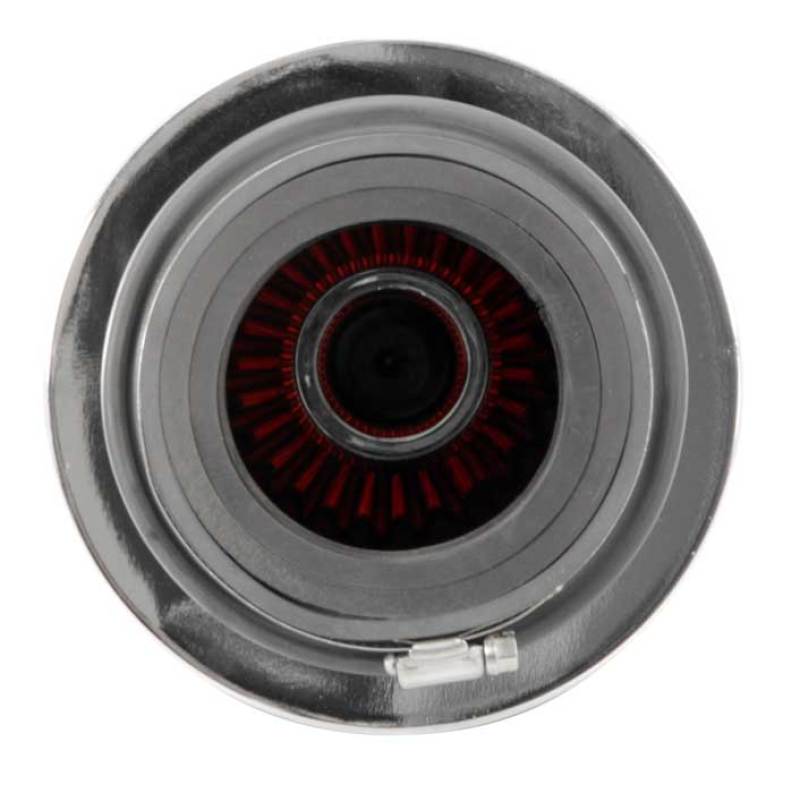 K&N Universal Air Filter Chrome Round Tapered Red - 4in Flange ID x 1.125in Flange Length x 9.5in H - RG-1002RD