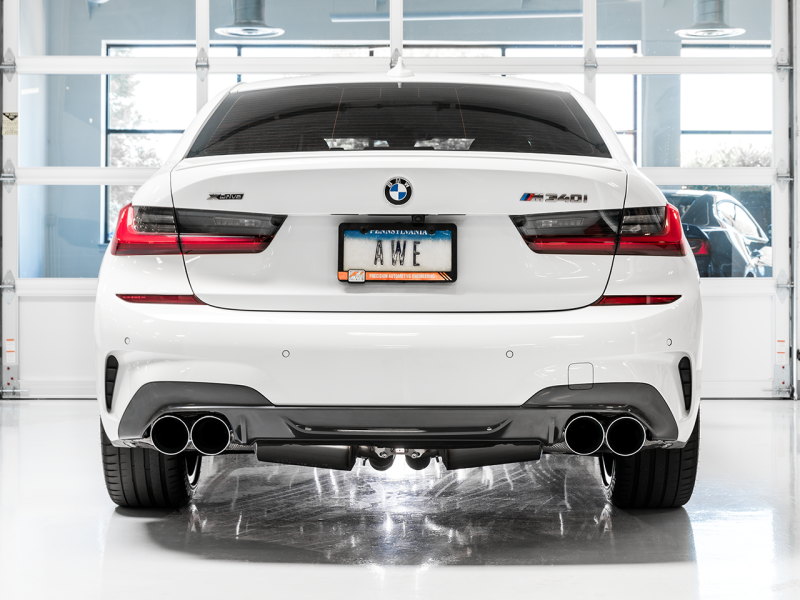 AWE Tuning 2019+ BMW M340i (G20) Non-Resonated Touring Edition Exhaust - Quad Chrome Silver Tips - 3015-42148