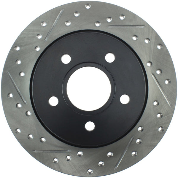 StopTech 12-15 Ford Focus w/ Rear Disc Brakes Rear Right Slotted & Drilled Rotor - 127.61099R for 2012-2018 Ford Focus - fron
