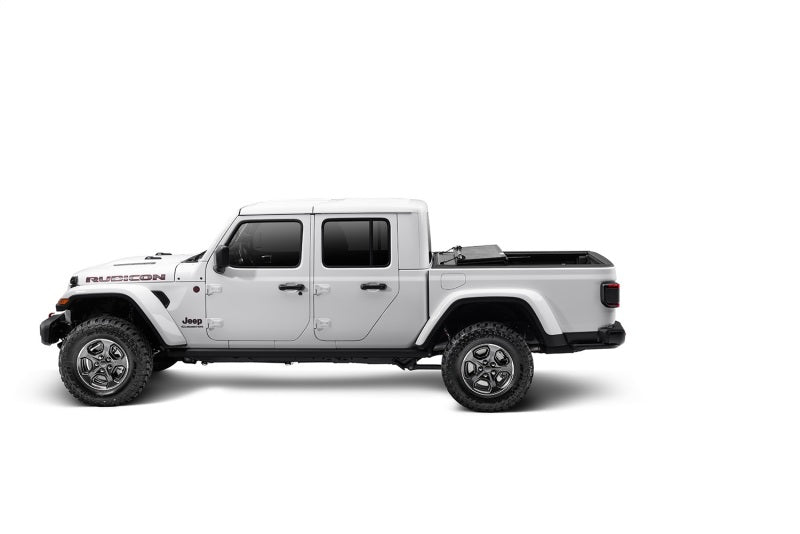 Rugged Ridge Armis Hard Folding With LINE-X Bed Cover 2020 JT - 13550.24 for 2020-2025 Jeep Gladiator - angle view