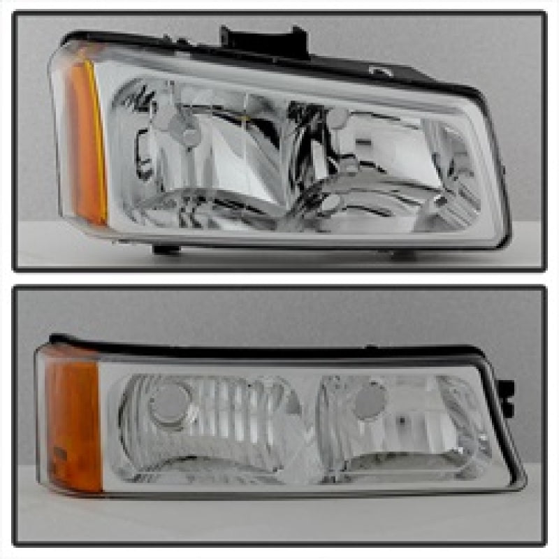 Xtune Chevy Silverado 2500HD 03-06 Crystal Headlights w/ Bumper Lights Chrome HD-JH-CSIL03-AM-C-SET - 5064912
