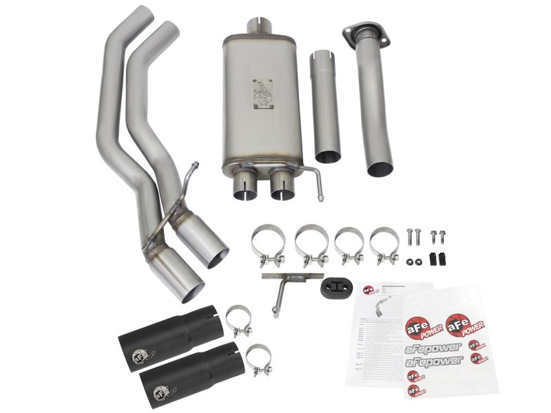 aFe Rebel Exhausts 3in SS Cat-Back 15-16 Ford F-150 EcoBoost V6 2.7/3.5L V8 5.0L w/ Black Tips - 49-43081-B