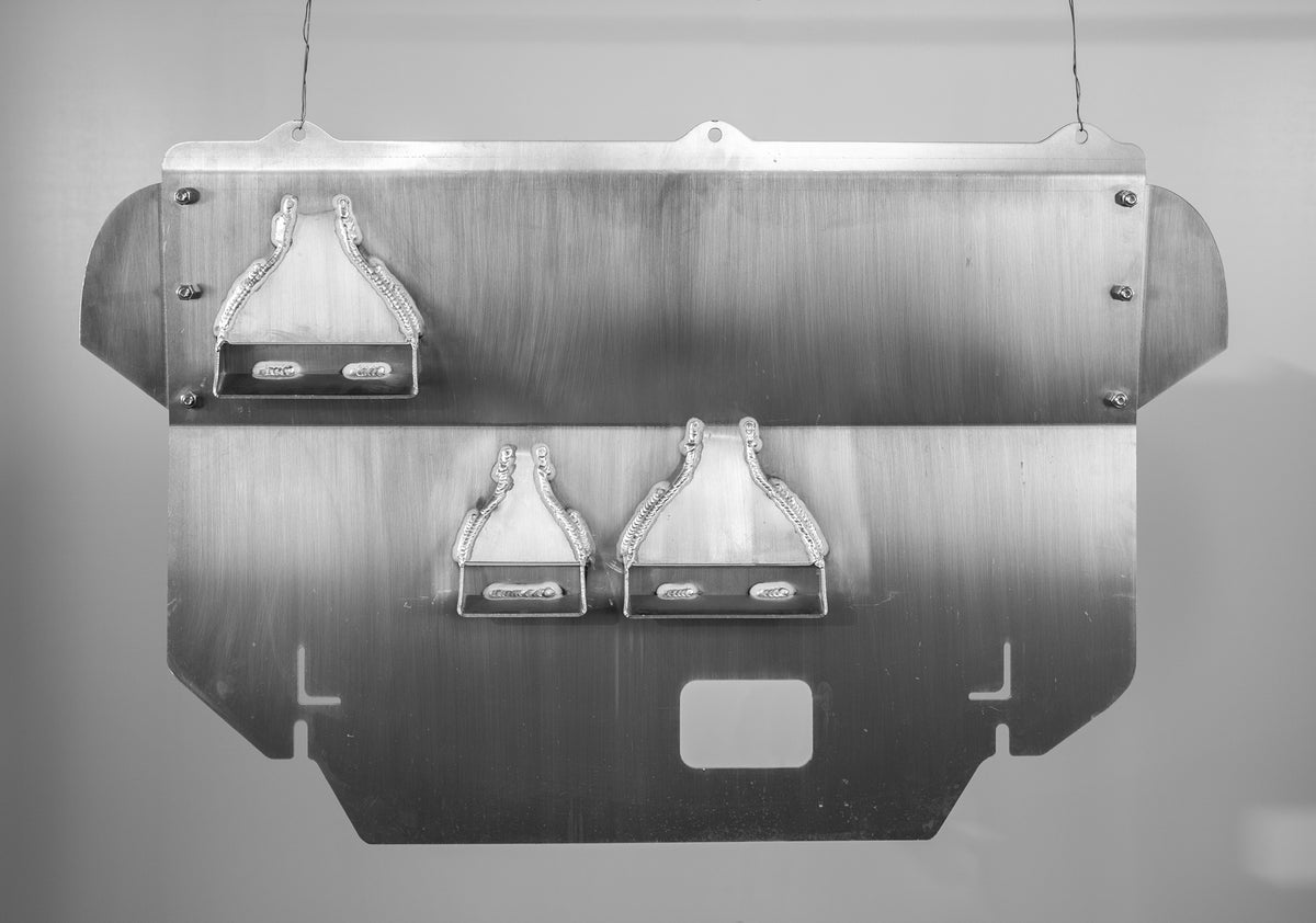 DMGFab Focus RS Aluminum Skid Plate - Summer NACA Ducting Edition