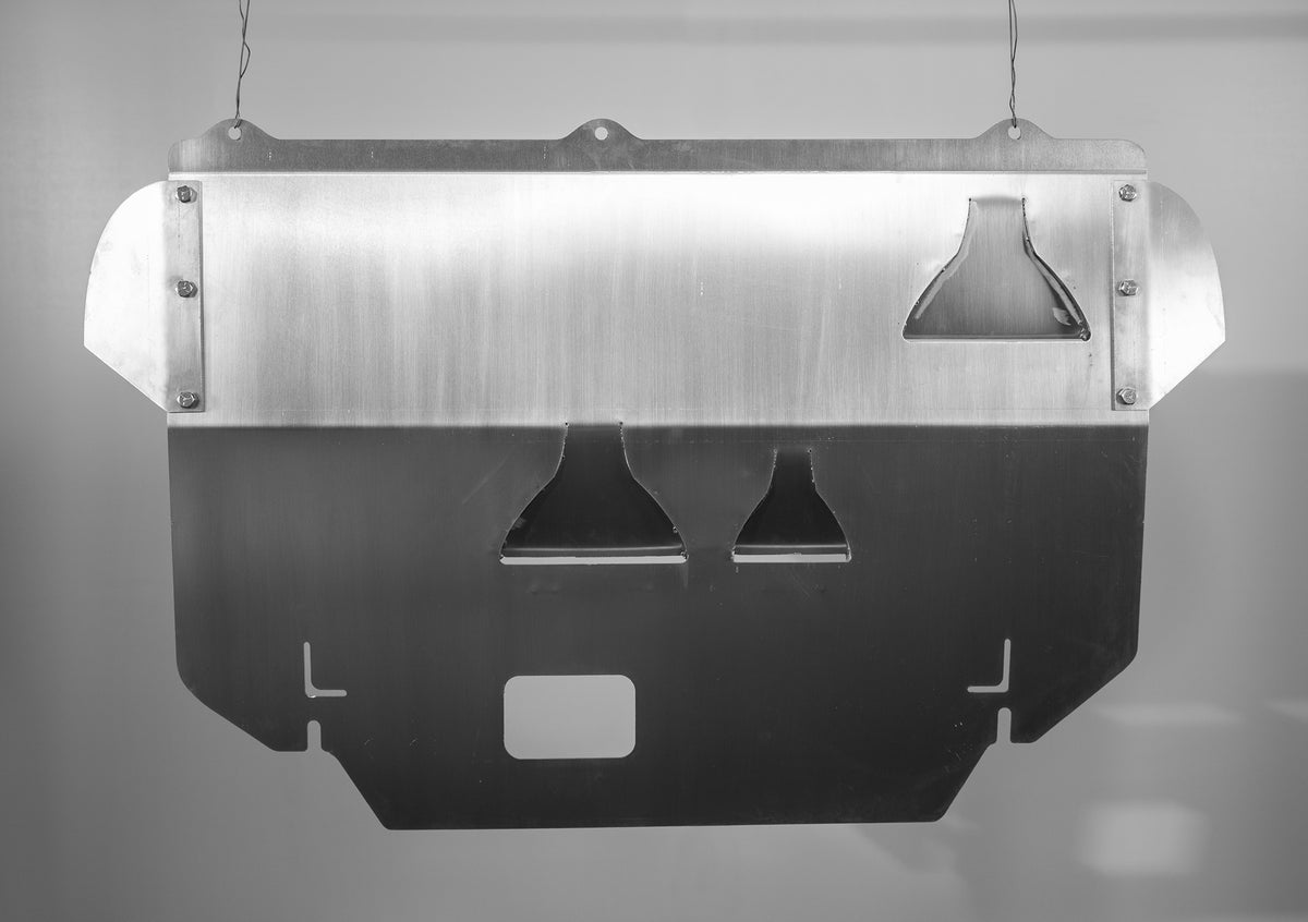 DMGFab Focus RS Aluminum Skid Plate - Summer NACA Ducting Edition