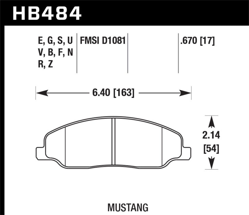 Hawk 05-10 Ford Mustang GT &amp; V6 / 07-08 Shelby GT HPS Street Front Brake Pads - HB484F.670