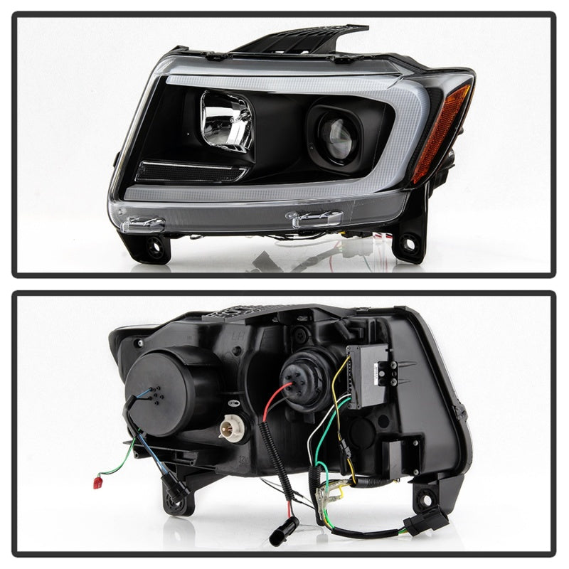 Spyder 11-13 Jeep Grand Cherokee - Light Bar Proj Headlights - Halo Model - Blk - PRO-YD-JGC11-LB-BK - 5085795