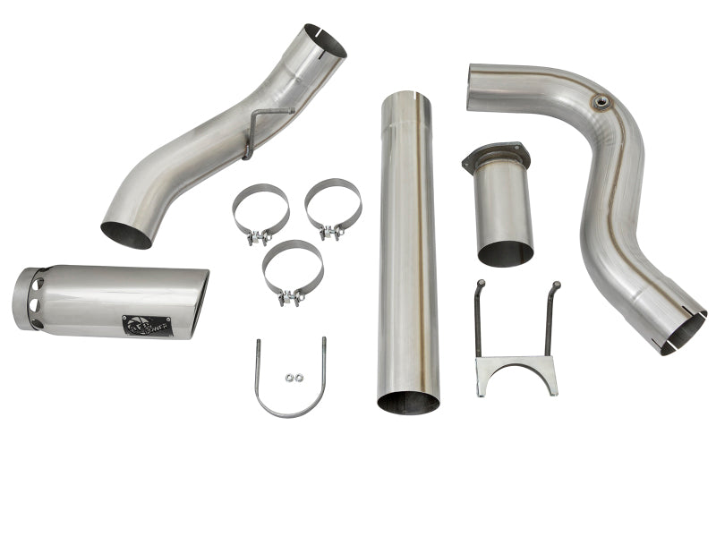 aFe ATLAS 5in DPF-Back Alum Steel Exhaust System w/Polished Tip 2017 Ford Diesel Trucks V8-6.7L (td) - 49-03090-P