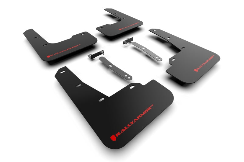 Rally Armor 21-23 Hyundai Elantra N &amp; N Line Black UR Mud Flap w/ Red Logo - MF79-UR-BLK-RD