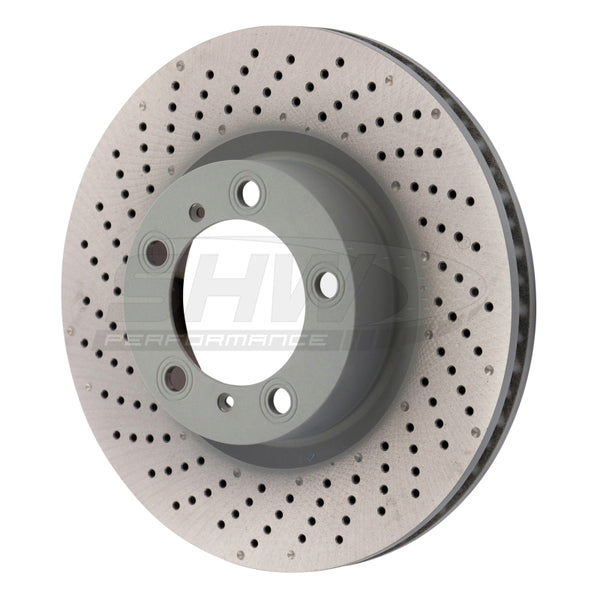 SHW 09-16 Porsche 911 Carrera w/o Ceramic Brake Left Front Drill-Dimp MB Brake Rotor (99735140101) - PFL39971 for 2013-2016 P