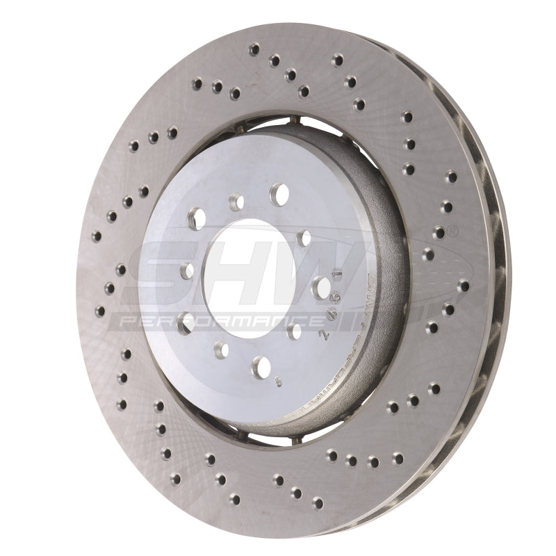 SHW 05-06 BMW M3 3.2L Right Front Cross-Drilled Lightweight Brake Rotor (34112282446) - BFR44461