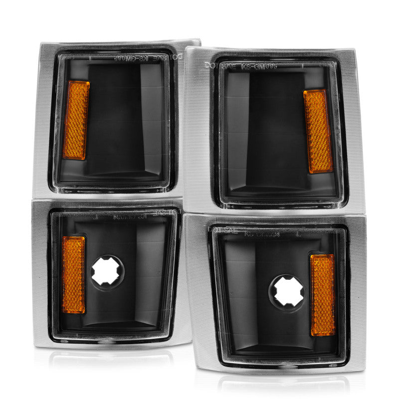 ANZO 1994-1998 Chevrolet Blazer Corner Lights Black Housing Clear Lens w/ Amber Reflector - 521042