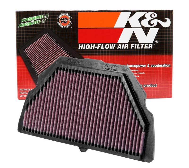 K&N 01-06 Honda CBR600F 600/CRB600F 4I Replacement Air Filter - HA-6001 for 2001-2006 Honda CBR600F F4I - angle view