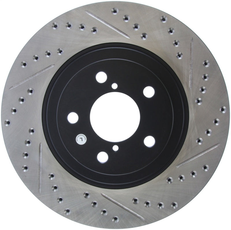 StopTech Slotted & Drilled Sport Brake Rotor - 127.47021L for 2013-2023 Subaru BRZ - front view