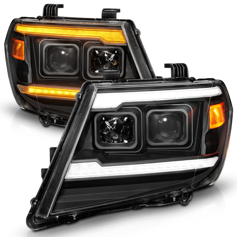 ANZO 09-20 Nissan Frontier Black Projector Plank Style DRL w/ Switchback &amp; Sequential LED DRL - 111597