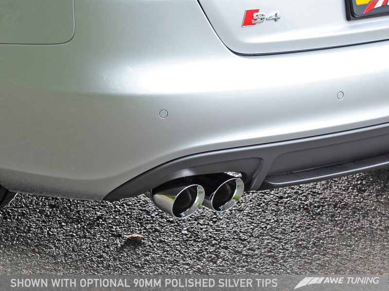 AWE Tuning Audi B8 / B8.5 S4 3.0T Touring Edition Exhaust - Chrome Silver Tips (90mm) - 3010-42018