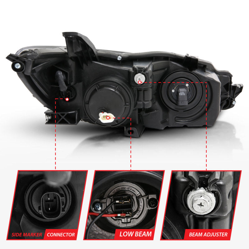 ANZO Projector Headlights With Plank Style Design Black w/Amber 15-16 Toyota Camry (4DR) - 121518