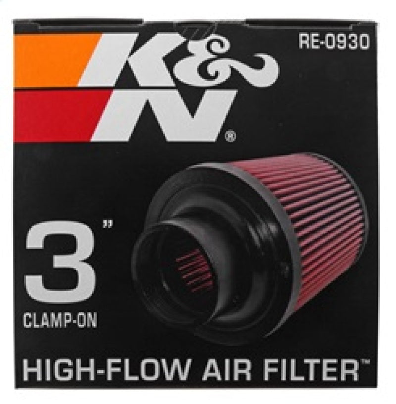 K&amp;N Universal Rubber Filter - Round Tapered 6in Base OD x 3in Flange ID x 6in H - RE-0930