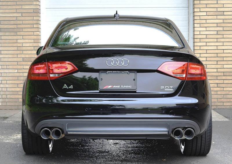 AWE Tuning Audi B8 A4 Touring Edition Exhaust - Quad Tip Polished Silver Tips - Does Not Fit Cabrio - 3015-42018