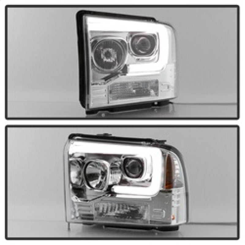 Spyder 05-07 Ford F250/350/450 SD Ver 2 Proj Headlights - Light Bar DRL - Black PRO-YD-FS05V2-LB-C - 5084682
