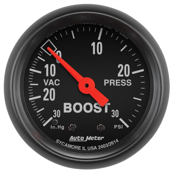 Autometer Z Series 52mm 30 In Hg.-Vac. / 30 PSI Boost / Vacuum Gauge - 2614 by AutoMeter