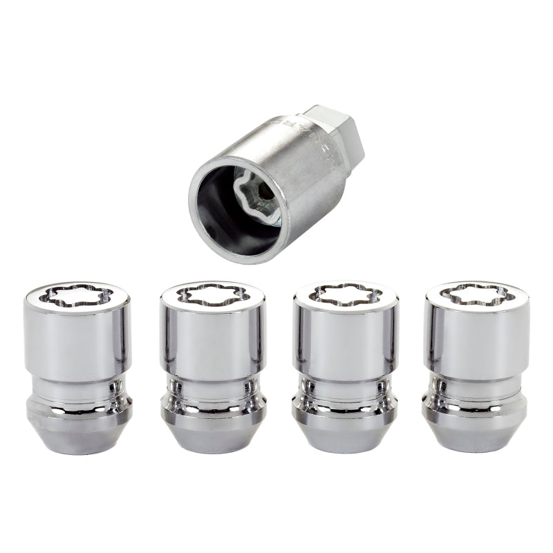 McGard Wheel Lock Nut Set - 4pk. (Cone Seat) M12X1.5 / 19mm &amp; 21mm Dual Hex / 1.28in. L - Chrome - 24157