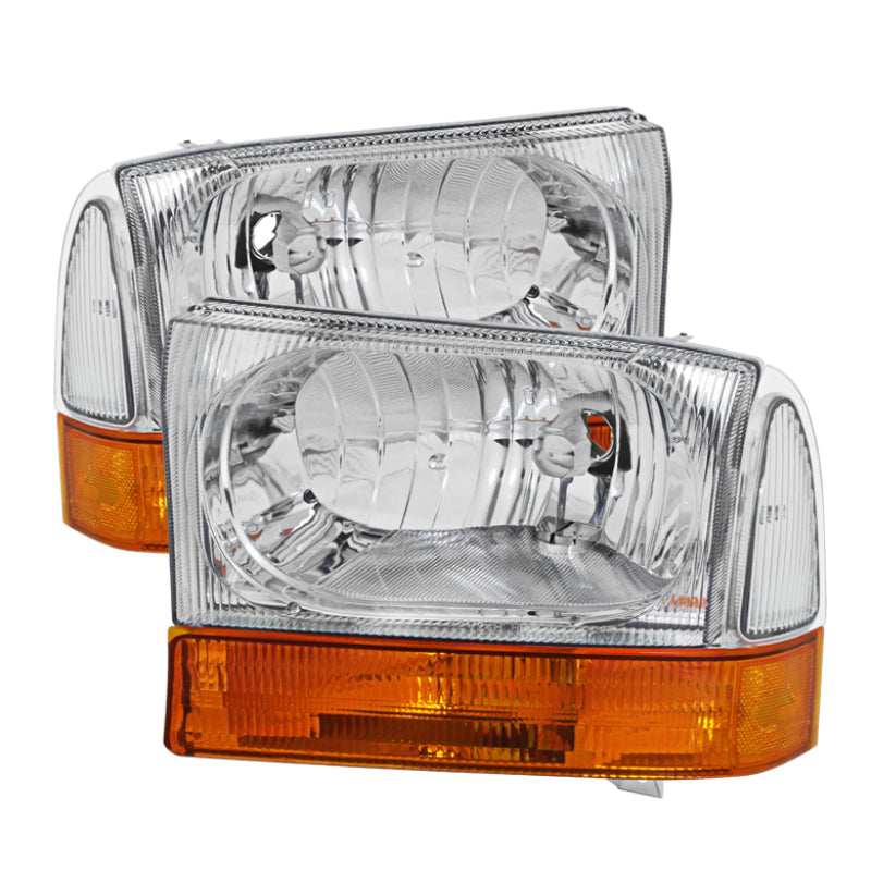 Xtune Ford F250/350/450 Superduty 99-04 Crystal Headlights Chrome HD-JH-FF25099-AMB - 9028588