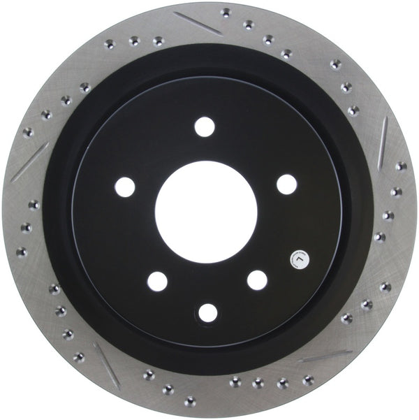 StopTech 06-07 350Z / 05-07 G35 / 06-07 G35X SportStop Slotted & Drilled Rear Left Rotor - 127.42088L for 2009-2023 Nissan Ma