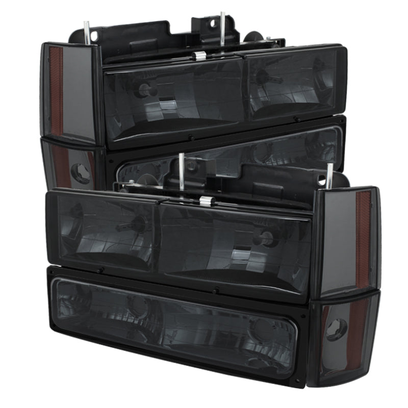 Xtune GMC Yukon 92-93 Crystal Headlights w/ Corner &amp; Bumper Smoke HD-JH-GMCCK88-AM-SM-SET - 5073525