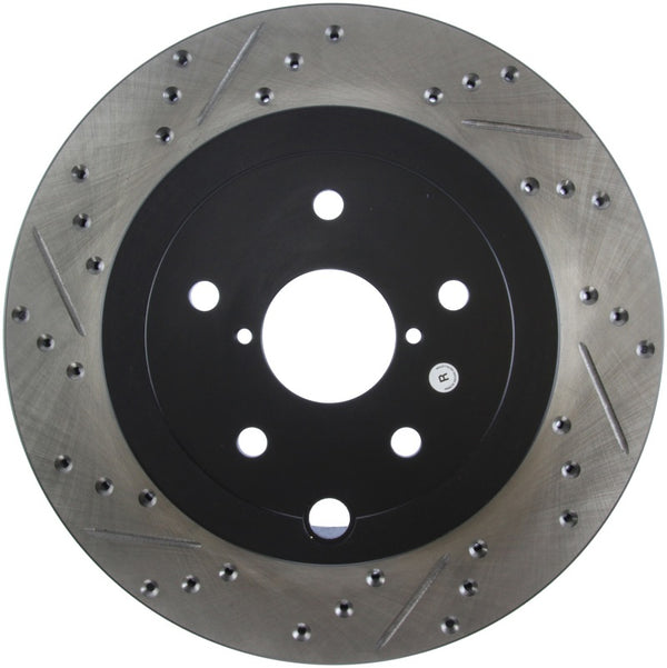 StopTech 08+ Subaru STI (Will Not Fit 05-07) Slotted & Drilled Sport Brake Rotor - 127.47030R for 2008-2014 Subaru Impreza - 