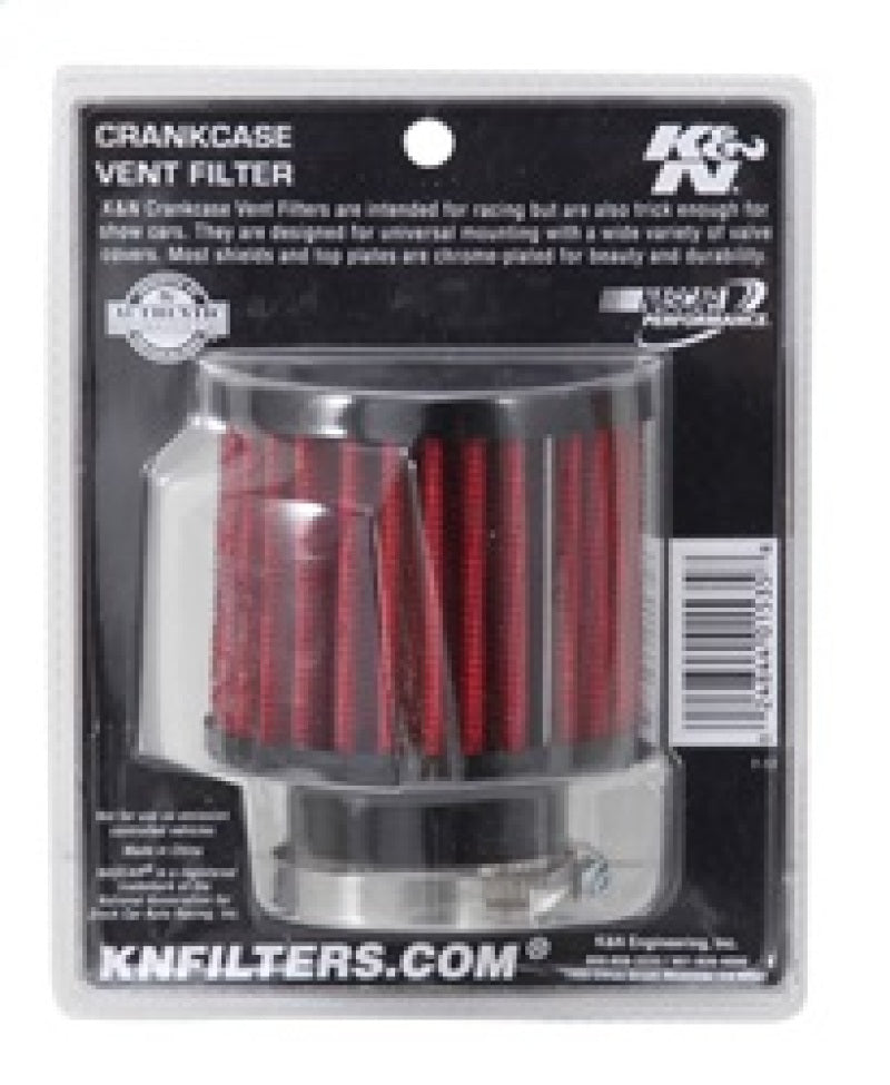 K&N 1.5in Flange ID x 3in OD x 2.5in H Rubber Base Crankcase Vent Filter - 62-1450