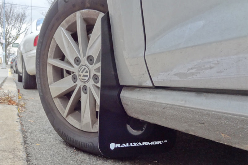 Rally Armor 15-21 VW Golf/GTI/TSI Black UR Mud Flap w/ Silver Logo - MF37-UR-BLK/SIL