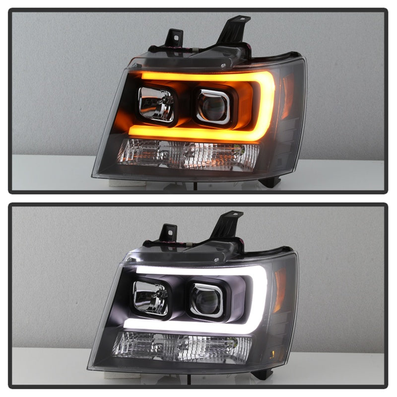 Spyder 07-14 Chevy Suburban/Tahoe V2 Projector Headlights LED Turn Sig Black PRO-YD-CSUB07V3-SB-BK - 5086242