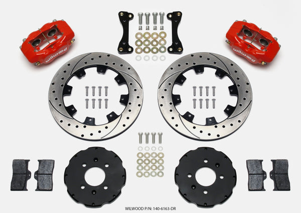 Wilwood Forged Dynalite Front Hat Kit 12.19in Drilled Red 94-01 Honda/Acura w/262mm Disc - 140-6163-DR for 1990-2005 Honda Ci