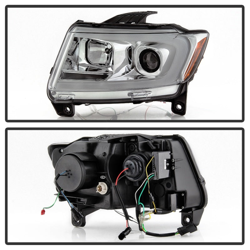 Spyder 11-13 Jeep Grand Cherokee - Light Bar Proj Headlights - Halo Model - Chro - PRO-YD-JGC11-LB-C - 5085801