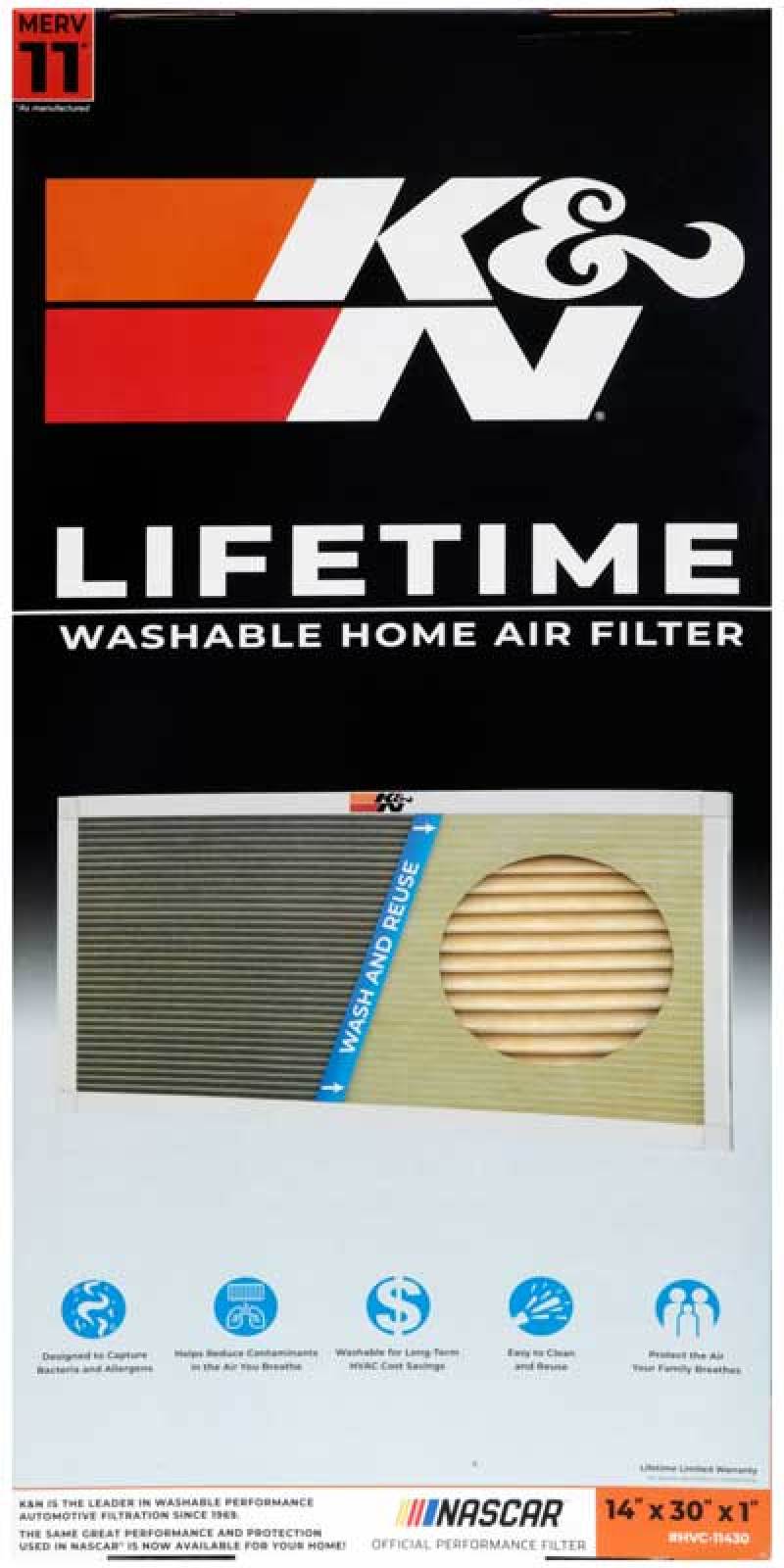 K&N HVAC Filter - 14 x 30 x 1 - HVC-11430