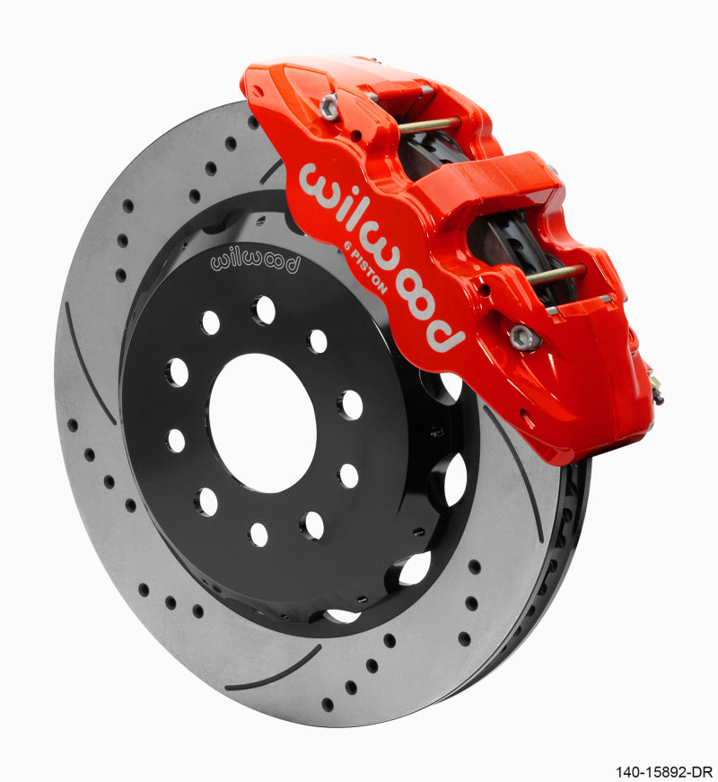 Wilwood AERO6 Front Hat Kit 14.00 Red 2018-Up Jeep JL SRP w/Lines - 140-15892-DR