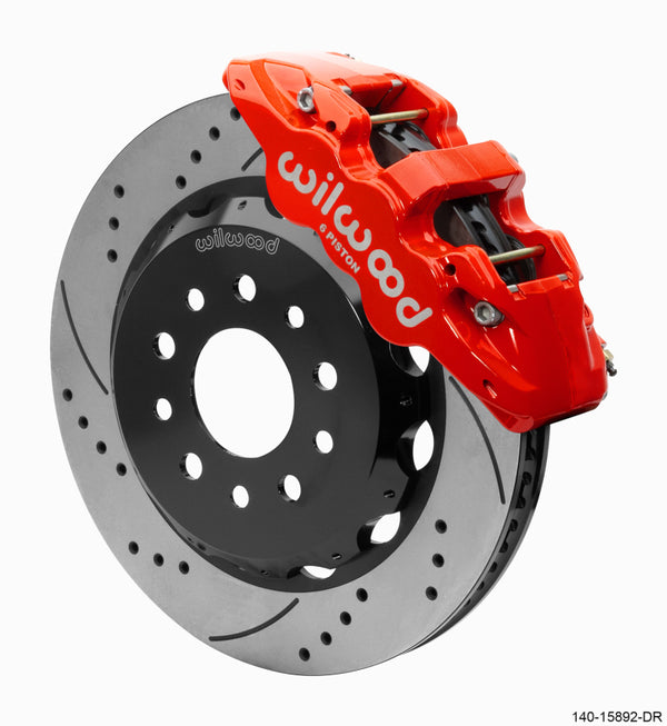 Wilwood AERO6 Front Hat Kit 14.00 Red 2018-Up Jeep JL SRP w/Lines - 140-15892-DR for 2018-2026 Jeep Wrangler