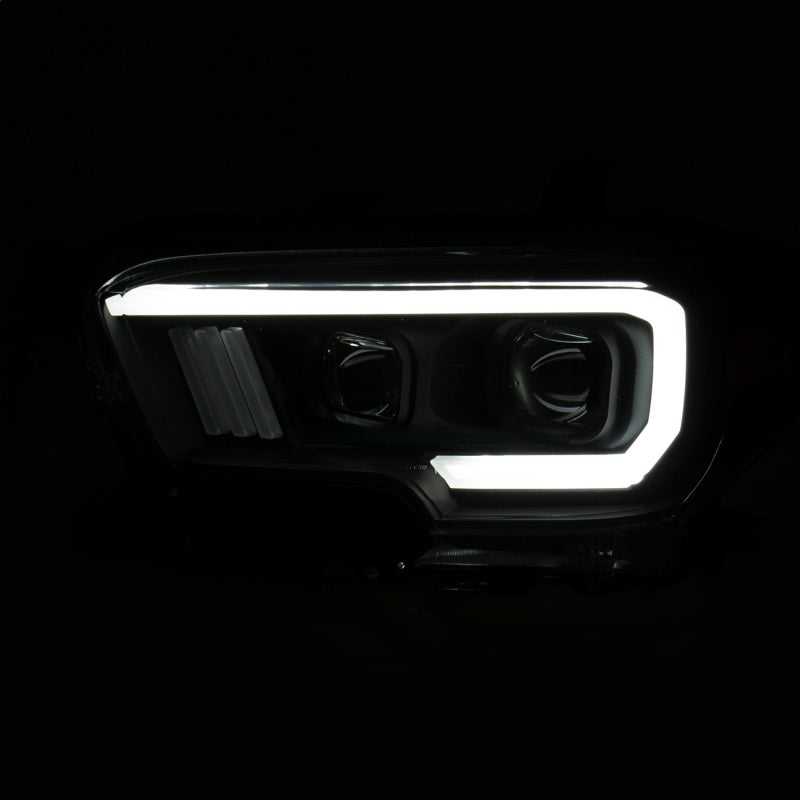 ANZO 2016-2017 Toyota Tacoma Projector Headlights w/ Plank Style Switchback Black w/ Amber - 111396