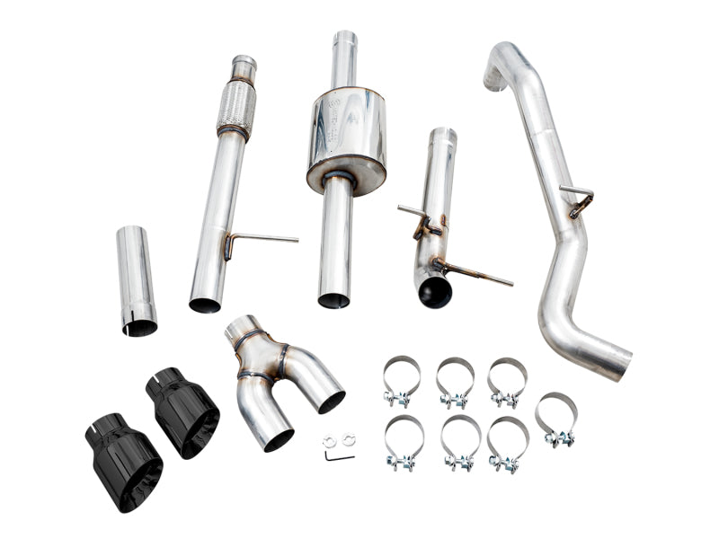 AWE Tuning 4th Gen GM 1500 5.3L 0FG Catback Dual Side Exit (Flat Bumper) - Diamond Tips - 3015-23208