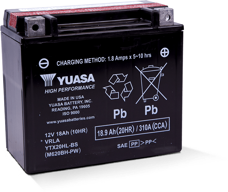Yuasa YTX20HL-BS-PW High Performance AGM Battery - YUAM620BH-PW for 1993-1999 Kawasaki KLF400 Bayou 4x4