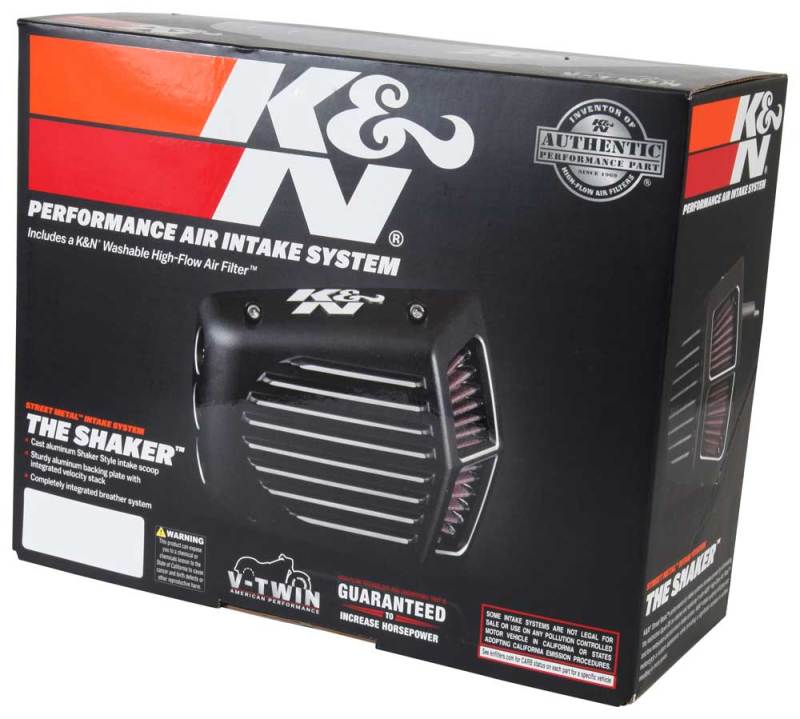 K&N Street Metal Intake System for 01-16 Harley Davidson Softail/Dyna - Shaker Black - RK-3950